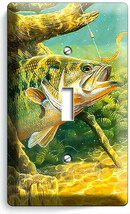 Largemouth Bass Lure Lake Fishing Light Switch 1 Gang Plate Log Cabin Room Decor - £8.16 GBP