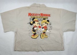 Vtg 80s Disney Mickey Mouse Safari Overland Outfitters Button Up Crop Top size M - £58.81 GBP