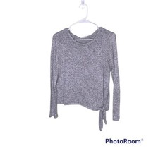 Olivia Rae Size Medium Gray Marled Tie Front Top Long Sleeve - £13.17 GBP