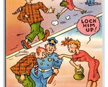 Comic Creeper Gets Arrested for Chasing Women UNP Linen Postcard S2 - $4.90