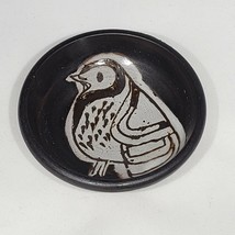 Art Pottery Bird Trinket Bowl Red Clay Base Brown and Cream Glaze 4.25&quot; - £15.80 GBP