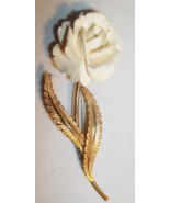 Big Vintage Carved Flower Brooch / Pin  12k Gold Filled Signed VAN DELL - £11.72 GBP
