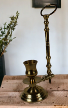 Solid Brass Candle Stick Holder Crowning Touch Collective Vintage 7.5&quot; Tall - $30.50