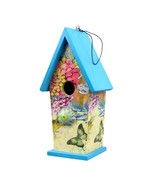Boho Wooden Blue Bird House with Ceramic Knob - $14.98