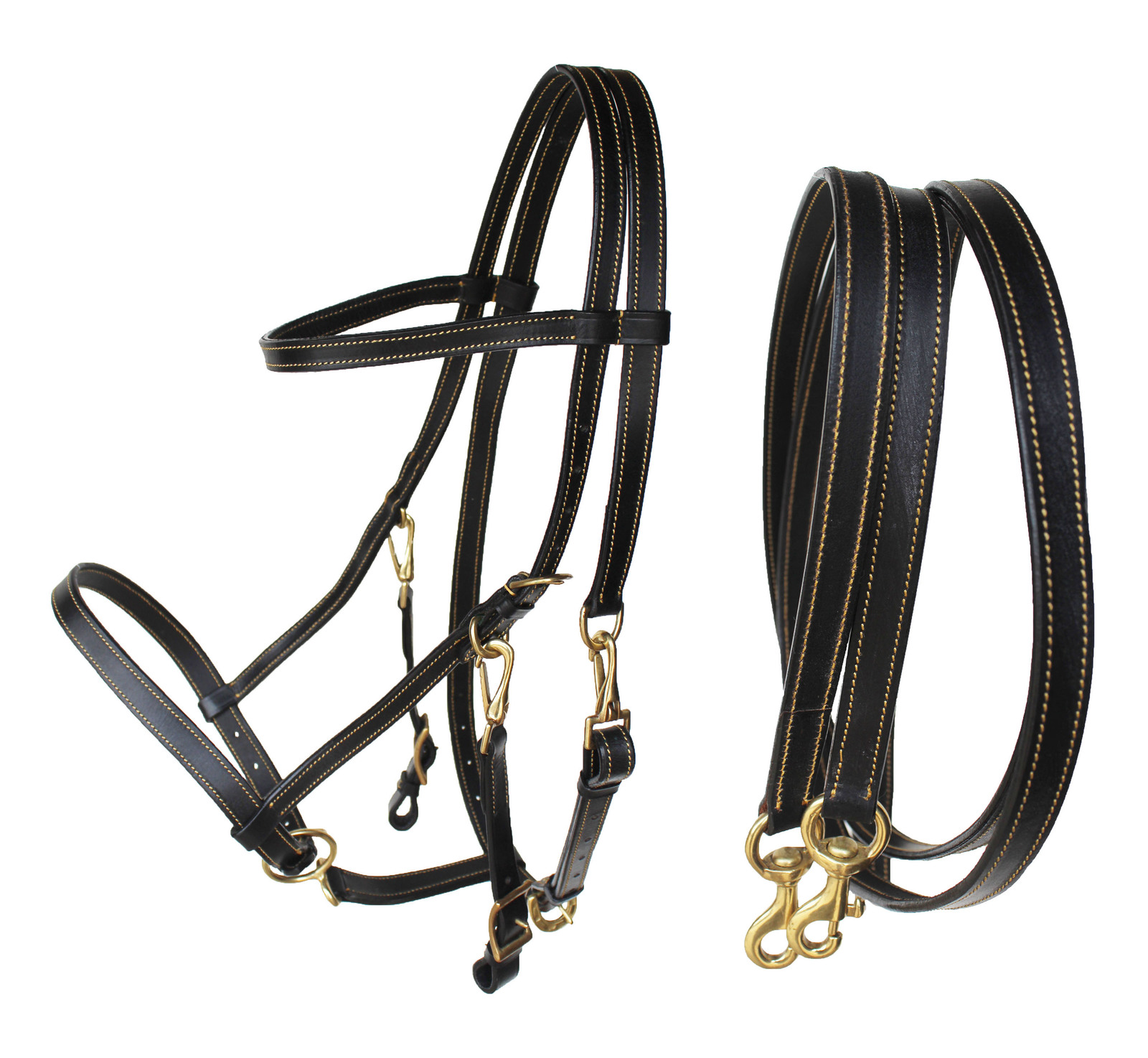Australian Black Premium Leather Light Halter Bridle Reins 110B325 - $59.99