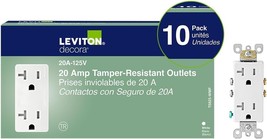 Leviton M02-T5825-WMP 20A 125V White Decora Tamper Resistant Outlets (10... - $32.66