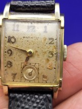 Vintage Hamilton 14K Gold Filled Wrist Watch with Leather Band, Works Gr... - $148.55