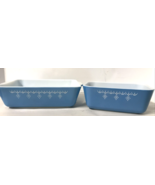 Vtg Pyrex Glass 0502 0503  Snowflake Garland Blue Refrigerator Dishes NO... - £54.58 GBP