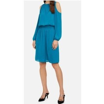 Alfani Womens Petite PL Azurite Teal Cinched Waist Cold Shoulder Dress N... - £34.93 GBP
