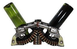 Western Cowboy Double Six Shooter Gun Pistols With Bullets 2 Slots Wine ... - £33.64 GBP
