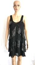 AX Armani Exchange Black Tulip Tiered Sequined Cocktail Evening Dress Wm Size 10 - £33.96 GBP