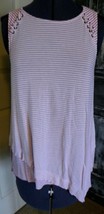 Maurices Pink/White Striped Sleeveless Asymmetrical Hem Tank Top Women&#39;s Size S - £6.02 GBP