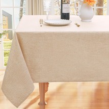 Rectangle Faux Linen Table Cloth Waterproof Wipeable Fabric Tablecloth W... - £33.80 GBP