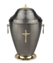 Silver Cremation urn for Human Ashes Unique Memorial Adult Funeral urn Art27 - $85.56
