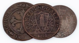 1791-1814 Swiss Cantons Coin Lot (3pcs) 4 Kreuzer to 1 Batzen (VF) - $72.77