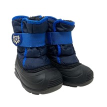kamik toddler snow boots 6 little kids slip on adjustable strap black blue shoes - £18.71 GBP