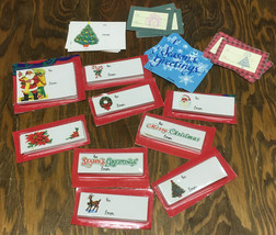 Vintage Christmas holiday to from gift tag lot Santa Christmas tree craf... - $19.75
