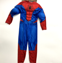 Marvel Spiderman Child Boys Costume Muscle Chest Jumpsuit Full Mask Large 12-14 - £9.34 GBP