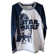 Disney Star Wars Graphic Raglan White Blue Long Sleeve T Shirt - £12.07 GBP