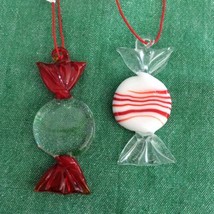 Midwest Importers Glass Candy Christmas Ornament Handcrafted Confection Set Of 2 - £11.95 GBP