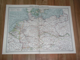 1908 ANTIQUE MAP OF GERMAN EMPIRE GERMANY POLAND PRUSSIA SILESIA INDUSTRY - $34.68