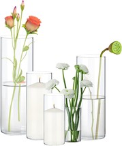 5 Pack Cylinder Vases Set, Clear Glass Vases For Centerpieces, 4,6,8,10,12 Inch - £25.00 GBP