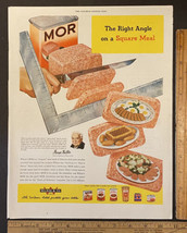 Vintage Print Ad Mor Canned Meat Breakfast Salad Plate Square Meal &#39;40s ... - $14.69