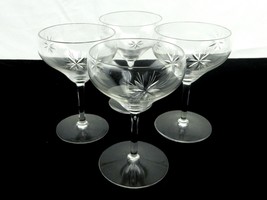 Set of Four Wine Glasses, 8-Point Starburst, 6 Ounce, 1/4&quot; Stem, Fostori... - $29.35
