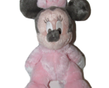 DISNEY Parks Minnie Mouse baby Chime Rattle Pink Fuzzy Plush Disney land... - $9.89