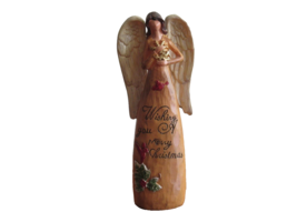 6&quot; Wishing you a Merry Christmas Angel Snowflakes Red Birds Winterberry ... - $213.11 MXN