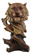 Faux Wood Large Exotic Jungle Wildlife Orange Bengal Tiger Bust Statue 1... - £23.91 GBP