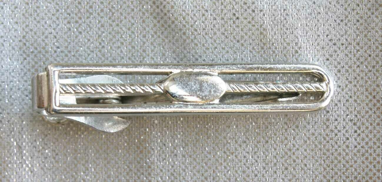 Swank Silver-tone Mid Century Modern Tie Clasp 1960s vintage 1 1/2" - $12.30