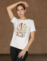 Unisex Retro T-shirt, Classic Sunshine Design, vintage colours, white basic - $24.99+