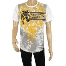 Men LAVERITA European Fashion Crew Shirt Short Sleeve Lion Medallion 93324 White image 2