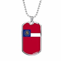 Express Your Love Gifts Georgia State Flag Necklace Stainless Steel or 18k Gold  - $54.40