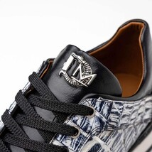 Portici Genuine Crocodile and Lizard Fashion Sneaker Newspaper / Black image 4