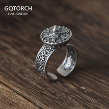 925 Sterling Silver Rotating Ring For Women&#39;s Fashion Hollow Pattern Retro Vinta - £35.73 GBP