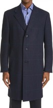  Canali Plaid Wool &amp; Cashmere Top Coat, Size 38R-US - Blue - £546.50 GBP