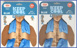 2-Pack Blue Instant Cooling Towel 35 Inches Long Keep Cool Ice Towel IIT - $10.49