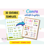 30 sheets Sticker Frame Templates for Canva, editable - Digital Stickers... - £5.52 GBP