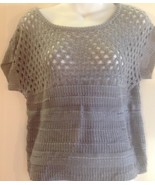 Its Our Time Womens Medium Gray Silver Sweater Vest Loose Weave - £6.95 GBP