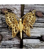 Vintage Monet Filigree Open Work Butterfly Brooch - £19.66 GBP
