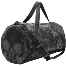 Kreepsville 666 Black Skull Barrel Duffle Zip Bag Gym Travel Halloween I... - $49.95