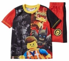 Batman Lego Movie 2 Boys Sleepwear Shirt &amp; Shorts X-Small (4-5) Red &amp; Bl... - £11.33 GBP