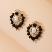 Ins New Gold White Pearl Handmade Beads Geo Irregular Stud Earrings Trendy Korea - £8.32 GBP