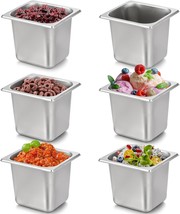 Topzea 6 Pack Hotel Pans, 1/6 Size 6&quot; Deep Stainless Steel Steam Table, Party - $44.99