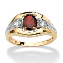 PalmBeach Jewelry Men&#39;s 1.42 TCW Garnet Ring Gold-Plated Sterling Silver - £80.36 GBP