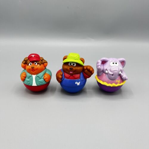 Primary image for Playskool 2003-05 Weeble Woobles Lot of 3 Puppy Dog, Dad Bear & Purple Elephant
