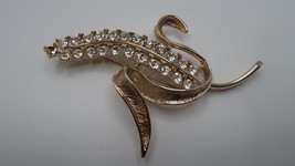 Vintage SARAH Coventry Gold Rhinestone Corn Pin Brooch 9.2cm - £23.53 GBP