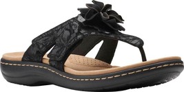 NEW CLARKS BLACK LEATHER  COMFORT  WEDGE SANDALS SIZE 8 W WIDE - £78.26 GBP